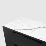 Wooden Chest Of 3 Drawers 80cm Wide With Marble Effect Glass Top - Orchid
