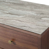 Wooden Chest Of 3 Drawers 80cm Wide With Marble Effect Glass Top - Willow
