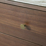 Wooden Chest Of 3 Drawers 80cm Wide With Marble Effect Glass Top - Willow