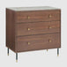Wooden Chest Of 3 Drawers 80cm Wide With Marble Effect Glass Top - Willow