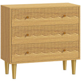 Wooden Chest Of 3 Drawers 80cm Wide With Steel Legs - Velmora