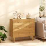 Wooden Chest Of 3 Drawers 80cm Wide With Steel Legs - Velmora