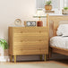 Wooden Chest Of 3 Drawers 80cm Wide With Steel Legs - Velmora
