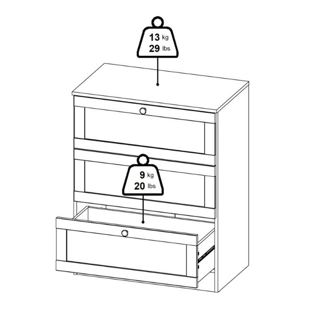 Wooden Chest Of 3 Drawers - Brande