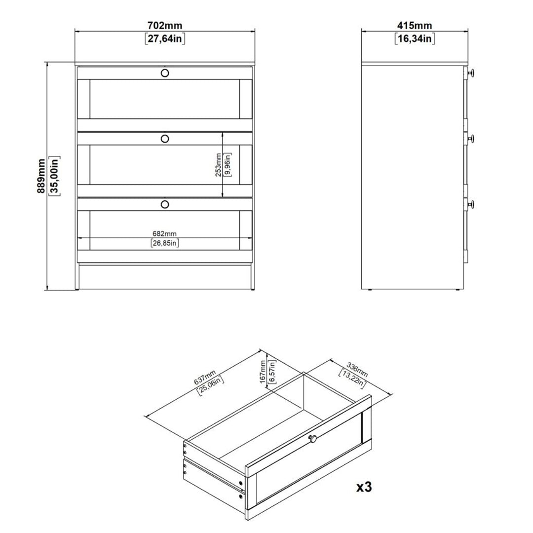 Wooden Chest Of 3 Drawers - Brande