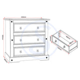 Wooden Chest Of 3 Drawers - Corona