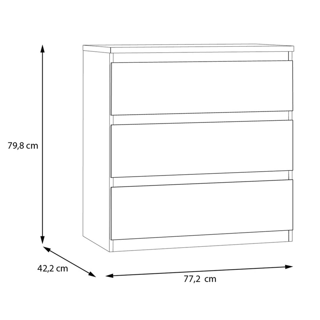 Wooden Chest of 3 Drawers - Edmore