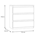 Wooden Chest of 3 Drawers - Edmore