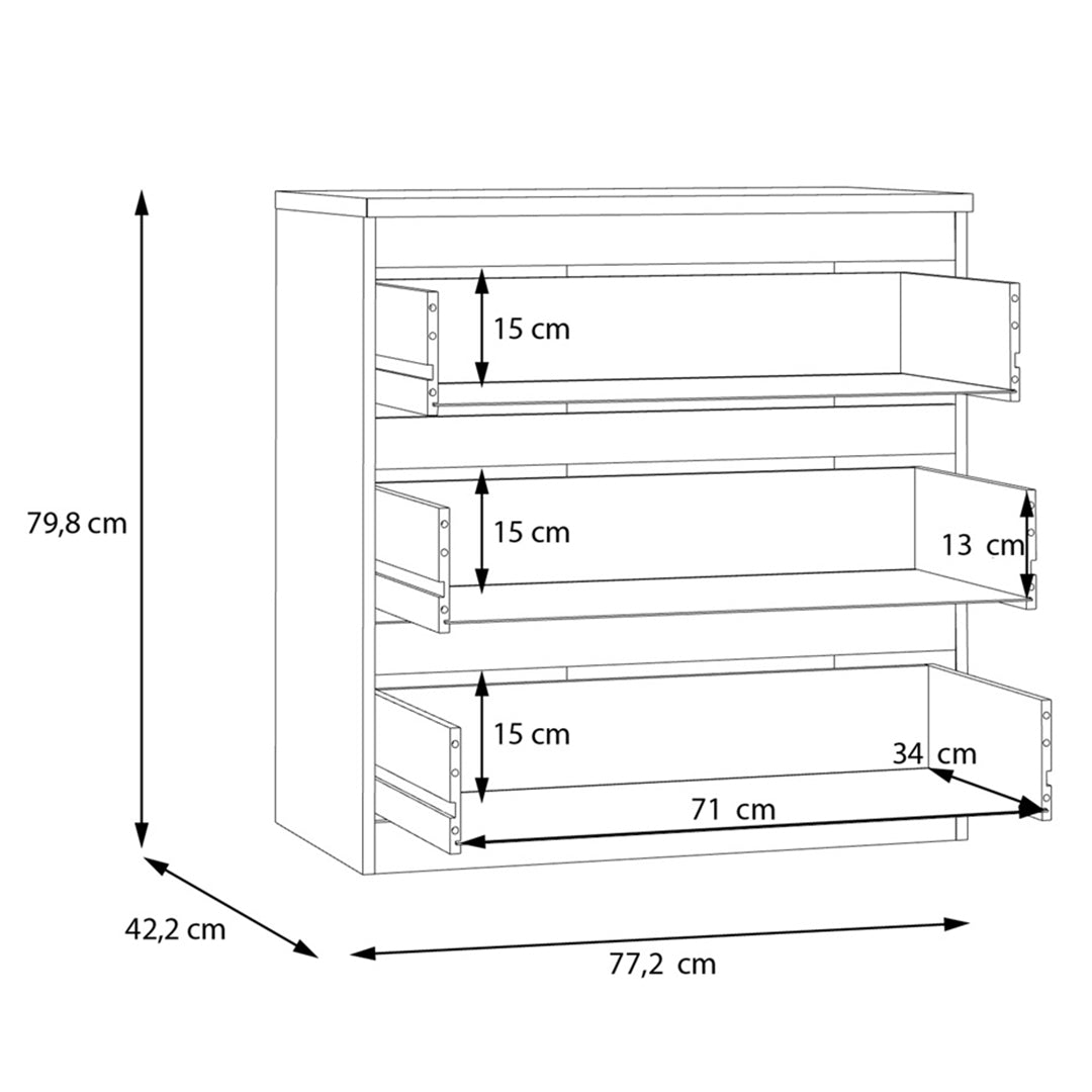 Wooden Chest of 3 Drawers - Edmore