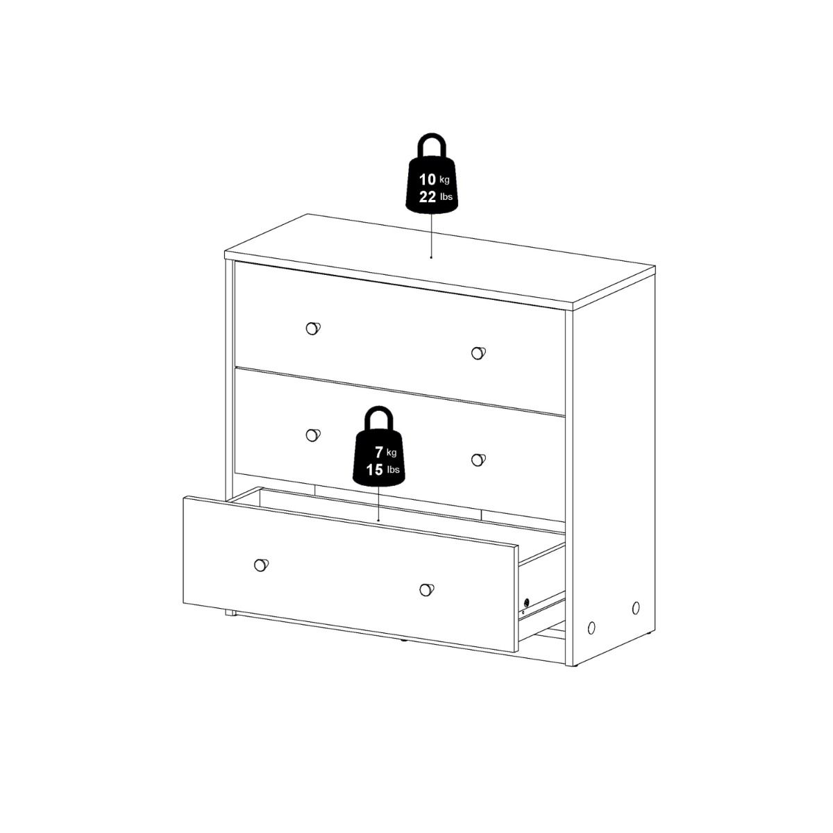 Wooden Chest Of 3 Drawers - May