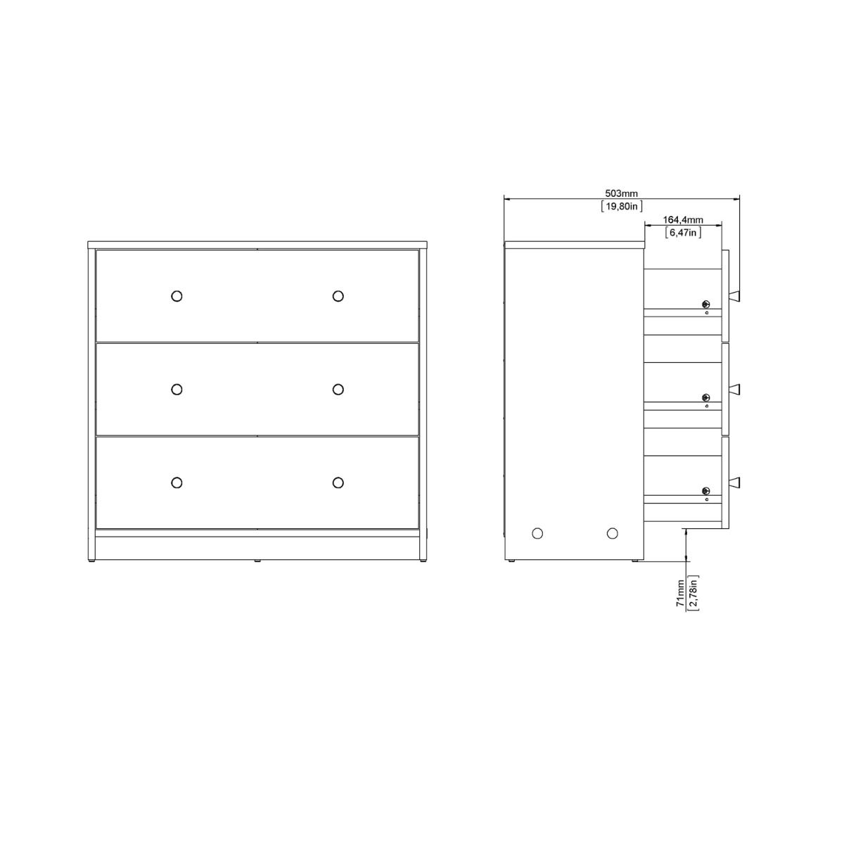 Wooden Chest Of 3 Drawers - May
