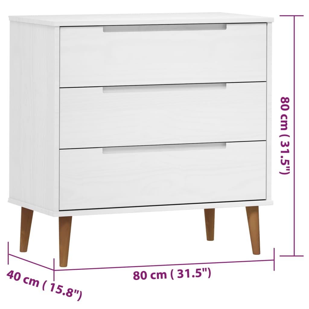 Wooden Chest Of 3 Drawers - Molde