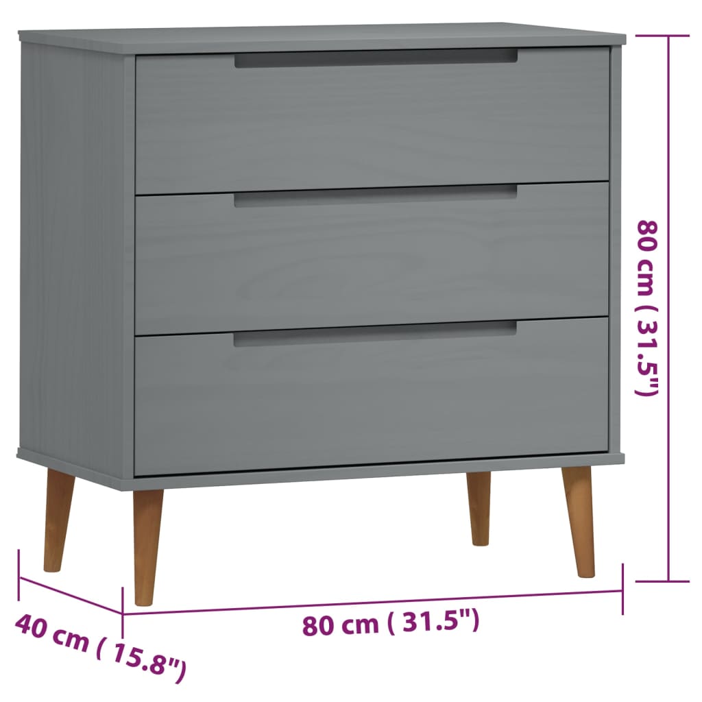Wooden Chest Of 3 Drawers - Molde