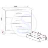 Wooden Chest Of 3 Drawers - Nevada