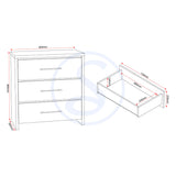 Wooden Chest Of 3 Drawers - Seville