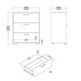 Wooden Chest Of 3 Drawers - Sofia