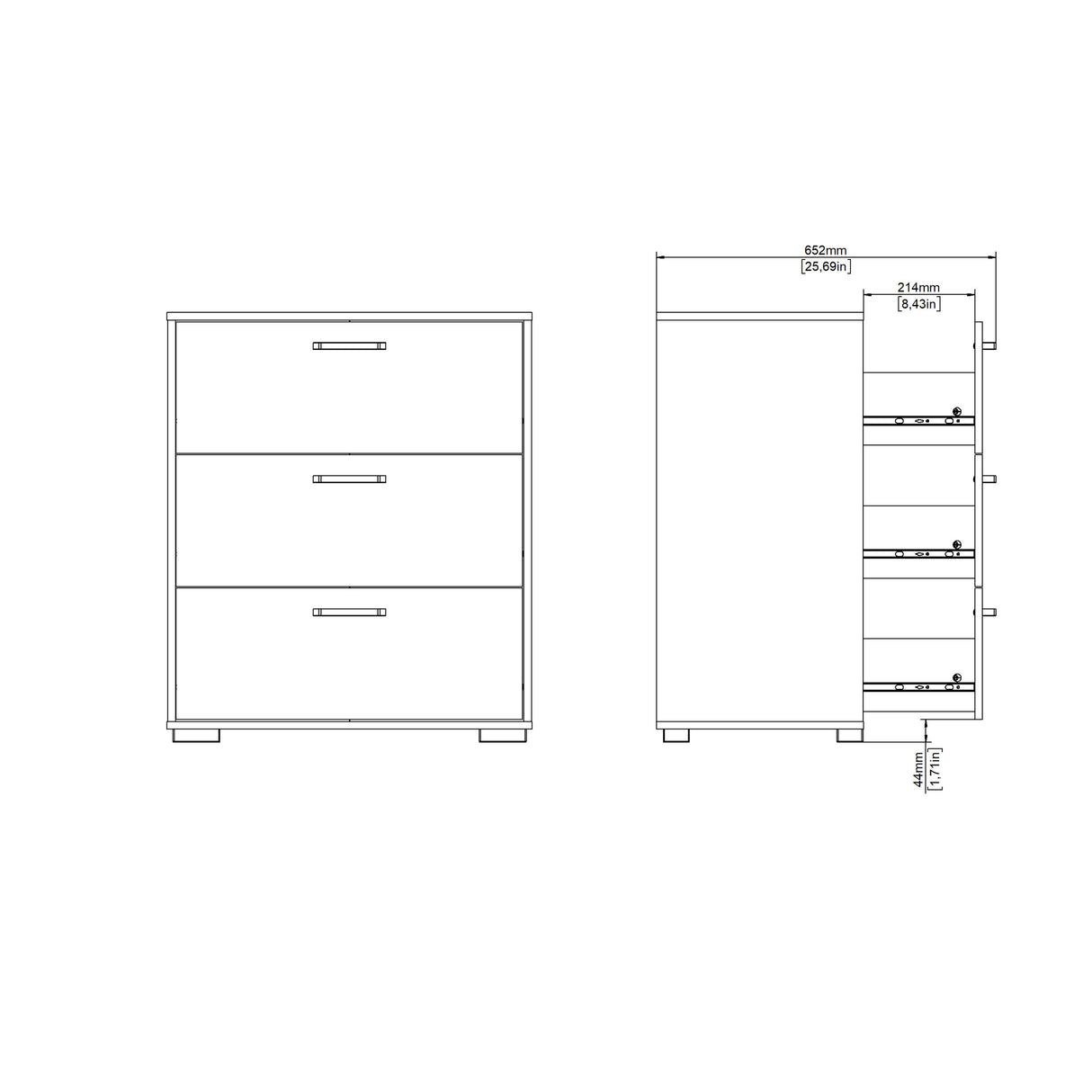 Wooden Chest Of 3 Drawers - Sofia