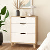 Wooden Chest Of 3 Drawers With White Fronts - Ikast