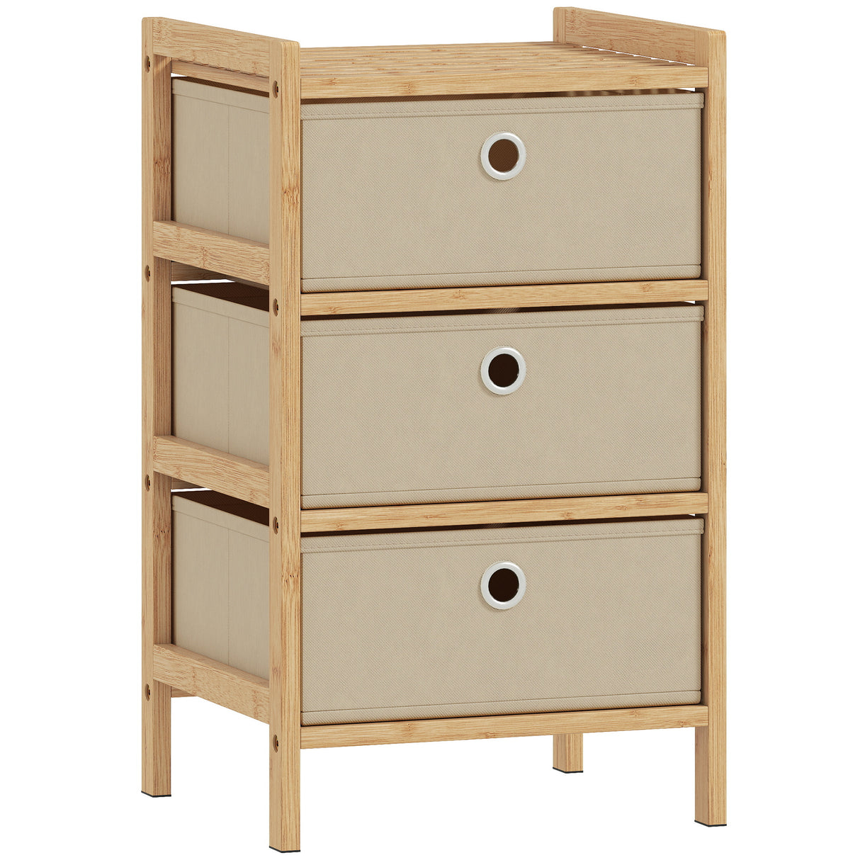 Wooden Chest Of 3 Fabric Drawers 33cm Wide - Velmora