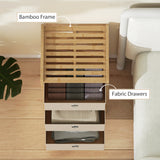 Wooden Chest Of 3 Fabric Drawers 33cm Wide - Velmora