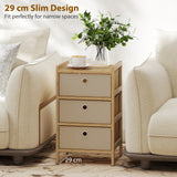 Wooden Chest Of 3 Fabric Drawers 33cm Wide - Velmora