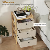 Wooden Chest Of 3 Fabric Drawers 33cm Wide - Velmora