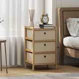 Wooden Chest Of 3 Fabric Drawers 33cm Wide - Velmora