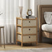 Wooden Chest Of 3 Fabric Drawers 33cm Wide - Velmora