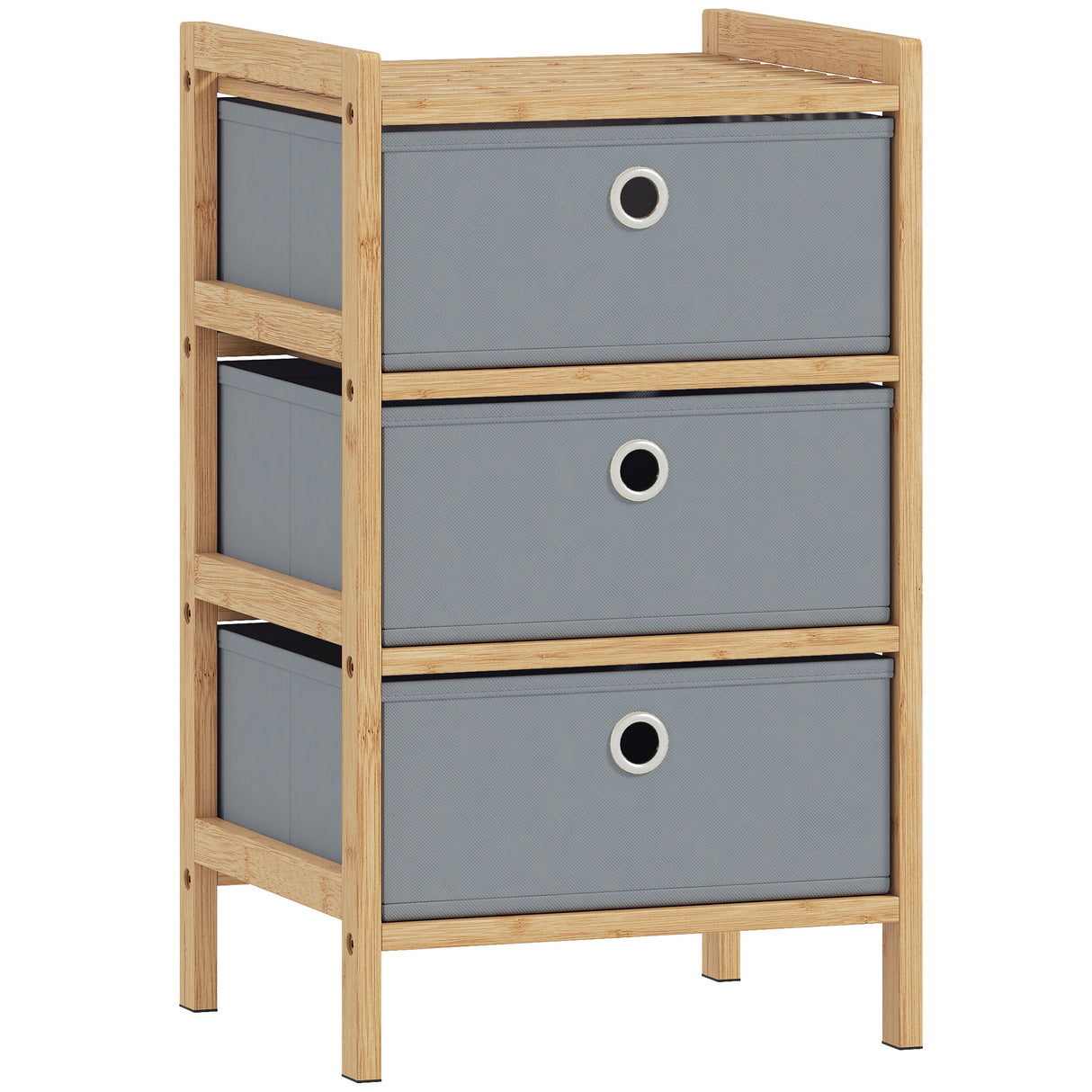 Wooden Chest Of 3 Fabric Drawers 33cm Wide - Velmora