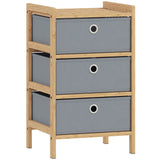 Wooden Chest Of 3 Fabric Drawers 33cm Wide - Velmora