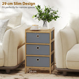 Wooden Chest Of 3 Fabric Drawers 33cm Wide - Velmora