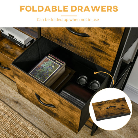 Wooden Chest Of 3 Fabric Drawers 44cm Wide With Steel Frame - Velmora