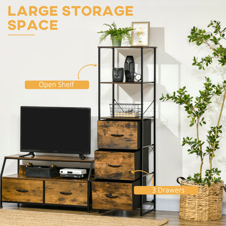 Wooden Chest Of 3 Fabric Drawers 44cm Wide With Steel Frame - Velmora
