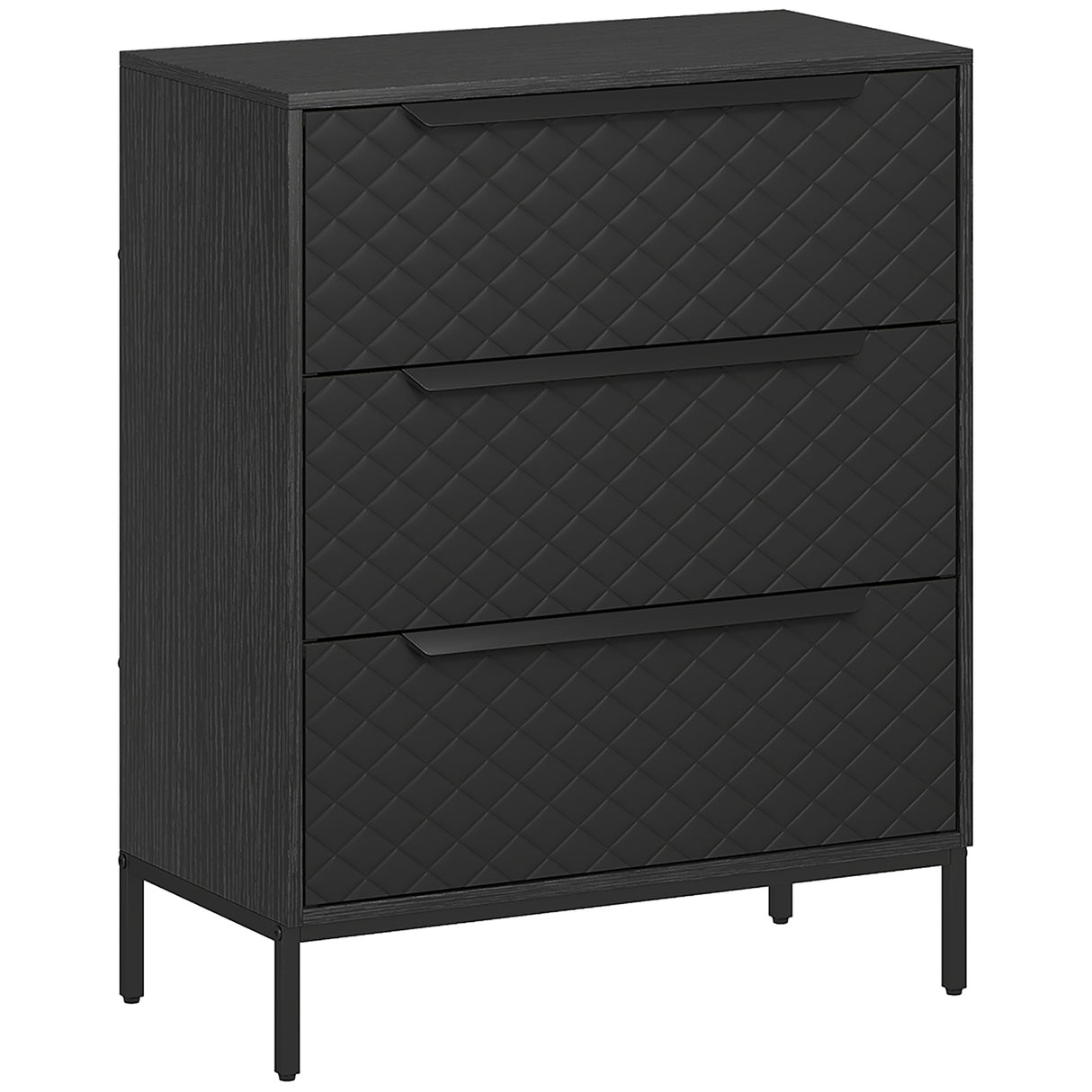 Wooden Chest Of 3 Fabric Drawers 59.5cm Wide - Velmora