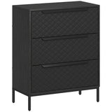 Wooden Chest Of 3 Fabric Drawers 59.5cm Wide - Velmora