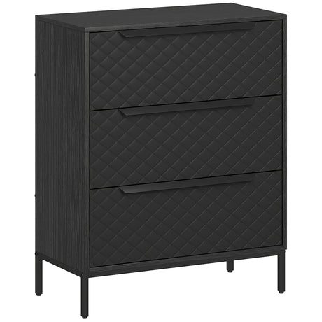 Wooden Chest Of 3 Fabric Drawers 59.5cm Wide - Velmora