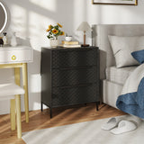 Wooden Chest Of 3 Fabric Drawers 59.5cm Wide - Velmora