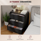Wooden Chest Of 3 Fabric Drawers 59.5cm Wide - Velmora