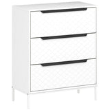 Wooden Chest Of 3 Fabric Drawers 59.5cm Wide - Velmora
