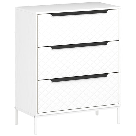Wooden Chest Of 3 Fabric Drawers 59.5cm Wide - Velmora