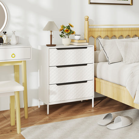 Wooden Chest Of 3 Fabric Drawers 59.5cm Wide - Velmora