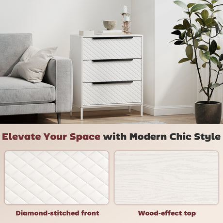 Wooden Chest Of 3 Fabric Drawers 59.5cm Wide - Velmora
