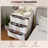 Wooden Chest Of 3 Fabric Drawers 59.5cm Wide - Velmora