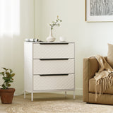 Wooden Chest Of 3 Fabric Drawers 59.5cm Wide - Velmora