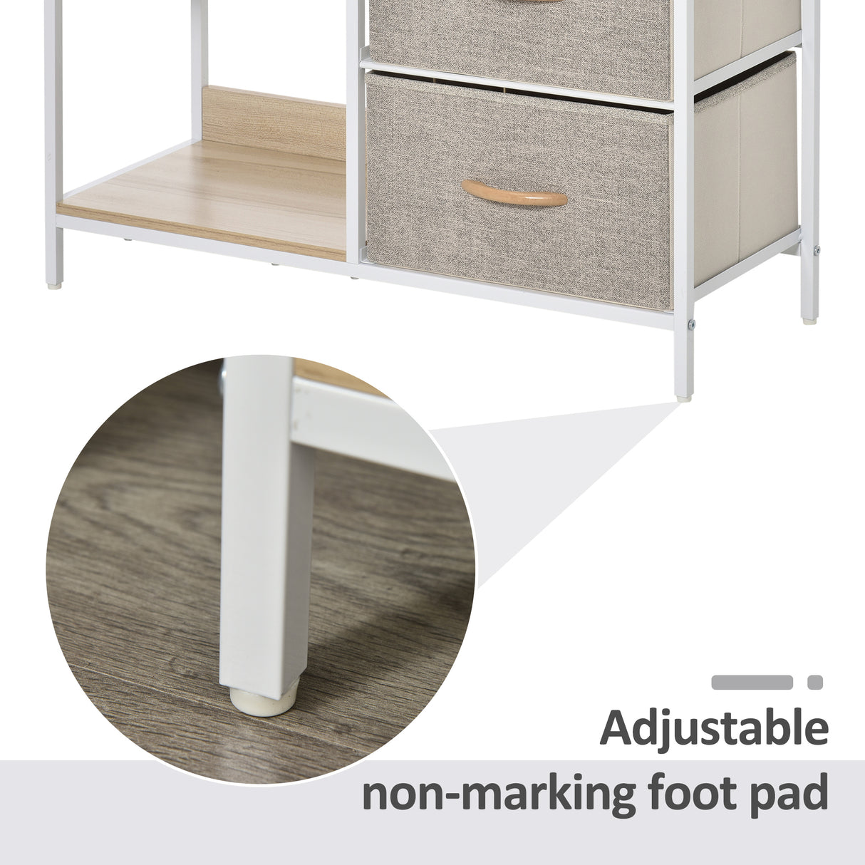 Wooden Chest Of 3 Fabric Drawers 80cm Wide With Steel Frame - Velmora