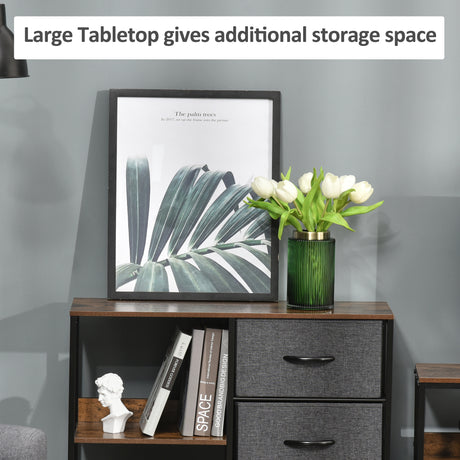 Wooden Chest Of 3 Fabric Drawers 80cm Wide With Steel Frame - Velmora