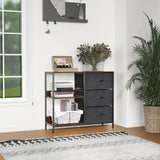 Wooden Chest Of 3 Fabric Drawers 80cm Wide With Steel Frame - Velmora