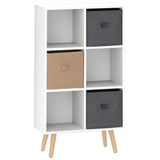 Wooden Chest Of 3 Fabric Drawers 95cm Wide With 6 Cube - Velmora