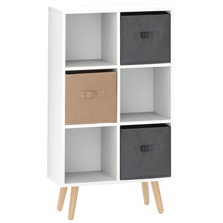 Wooden Chest Of 3 Fabric Drawers 95cm Wide With 6 Cube - Velmora