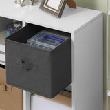 Wooden Chest Of 3 Fabric Drawers 95cm Wide With 6 Cube - Velmora